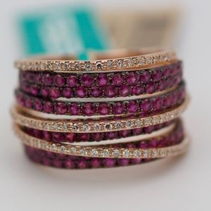 NEW EFFY 14k Rose Gold Ruby And Diamond Ring